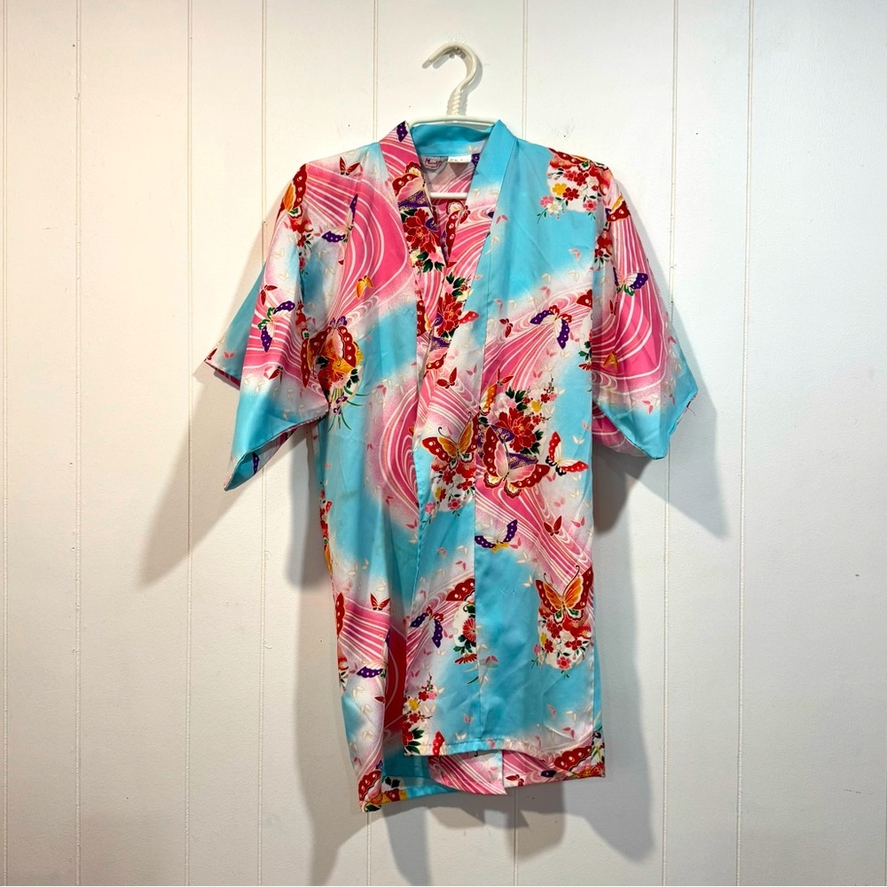 Vintage Mainkyo Pink Floral Kimono Robe